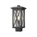 Z-Lite Brookside 1 Light Outdoor Post Mount Fixture, Black And Clear Seedy 583PHMS-BK